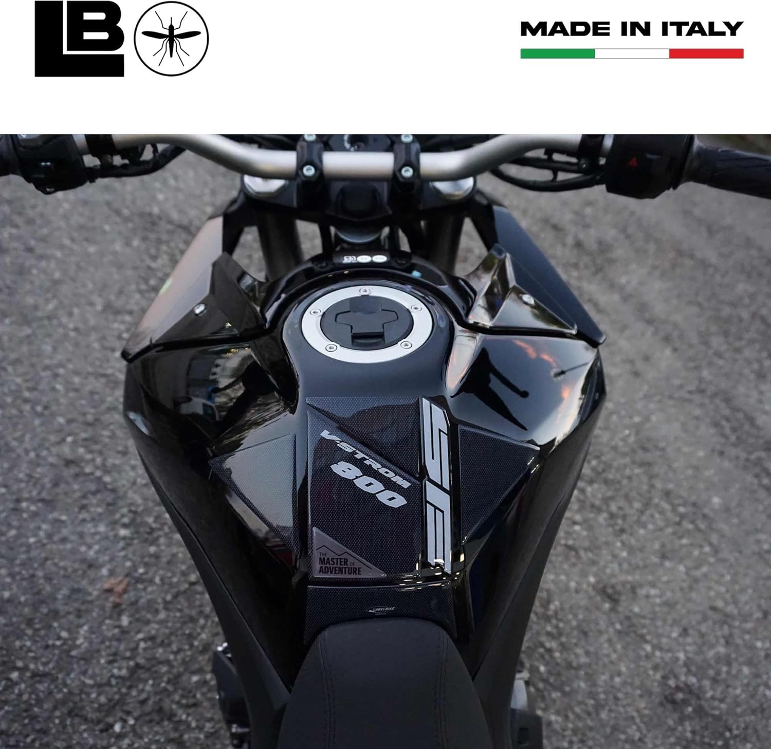 labelbike - 3D Sticker Motorcycle Fuel Tank Pad Protection and Decoration in Resin Compatible with Suzuki V-Strom 800SE Grey Color
