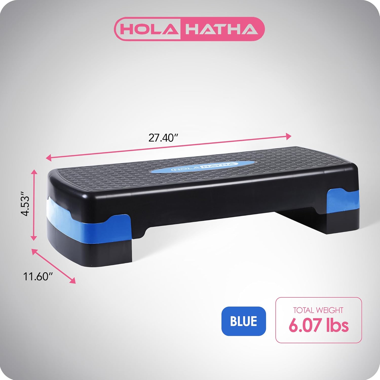 HolaHatha Compact Portable Aerobic Step Platform Exercise Fitness Equipment, Cardio Stepper with Adjustable Height for Home Gym