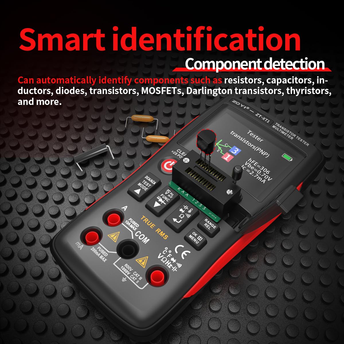 ZOYI ZT-XT1 - Multimetro digitale LCR 2 in 1 e tester transistor, per test di continuità dei diodi di resistenza alla tensione