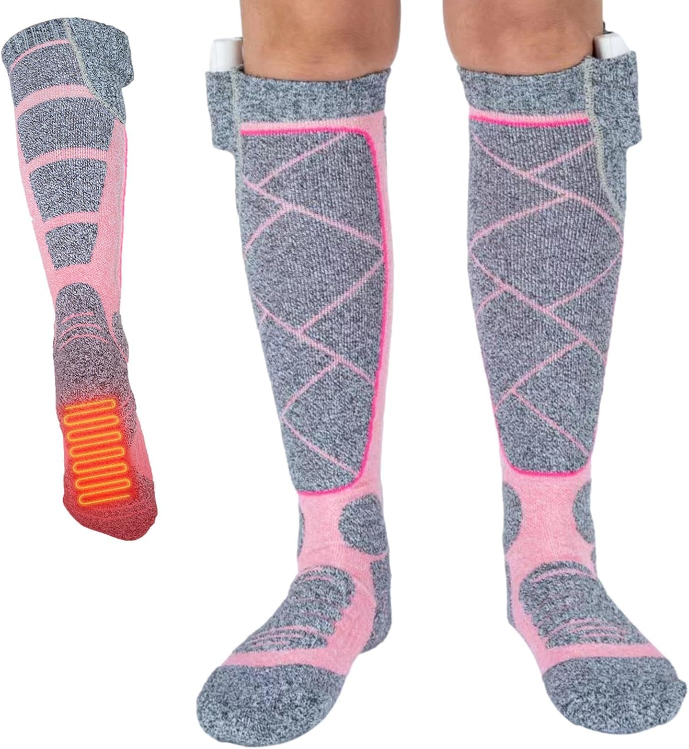 Heated Socks for Women Men, 2200mah Rechargeable Electric Heating Sock Warm Winter Sock Feet Warmer for Outdoor Hunting Fishing Skiing