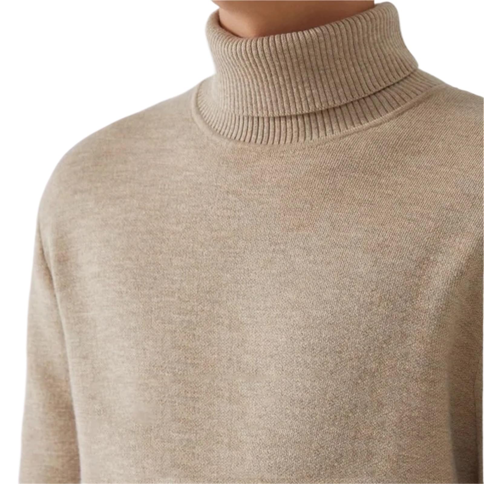 Suéter de cuello alto for hombre, Jersey informal manga larga terciopelo cálido tejido, suéter básico a prueba frío for exteriores, otoño e invierno Para Hombre(White,5XL)