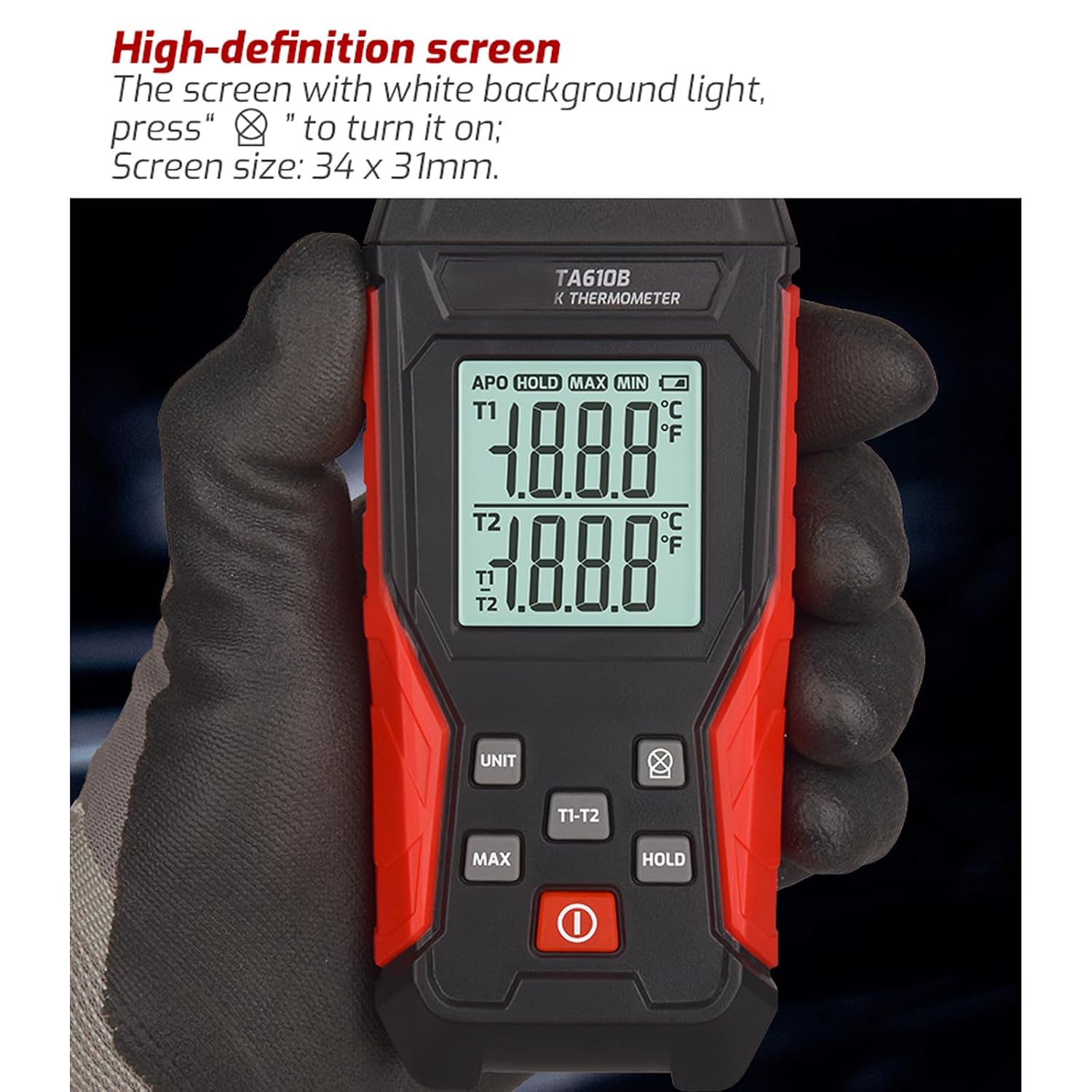 Dual Channel Thermocouple Thermometer K Type, Digital Thermocouple Meter with 2 Temperature Clamps + 2 K Type Thermocouple Probes, Temperature Meter (-328~2501℉) for HVAC