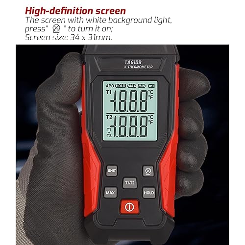 Miniatura 7 de Termómetro de termopar, termopar digital de canales duales con 4 sondas de termopar tipo K, pantalla de retroiluminación LED, rango de medición de
