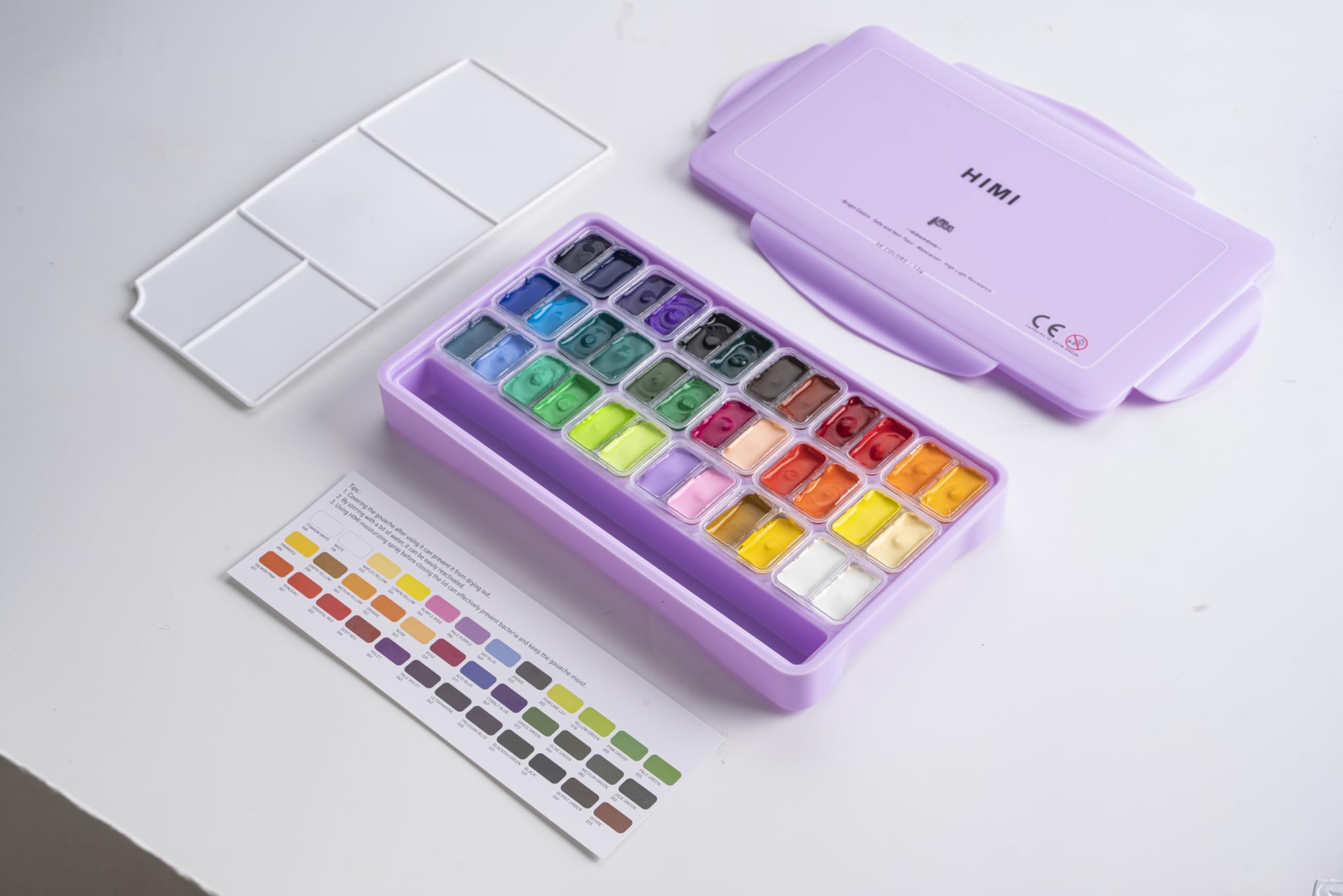 THOOVI - HIMI - Gouache Paint - Twin Cups - 36 Colours - 12g Jelly Cups - Non Toxic Paint for Paper - Canvas and Professionals, Multicolour (Purple Case) 1
