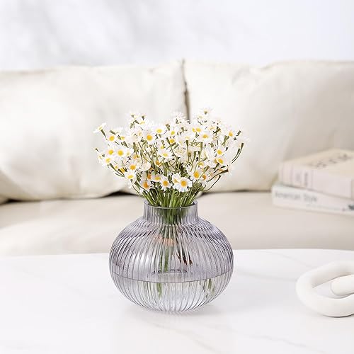 Miniatura 3 de Jarrón negro a rayas de vidrio negro, juego de 2, jarrón alto de vidrio, jarrón moderno, jarrón acanalado, jarrón decorativo para flor, jarrón