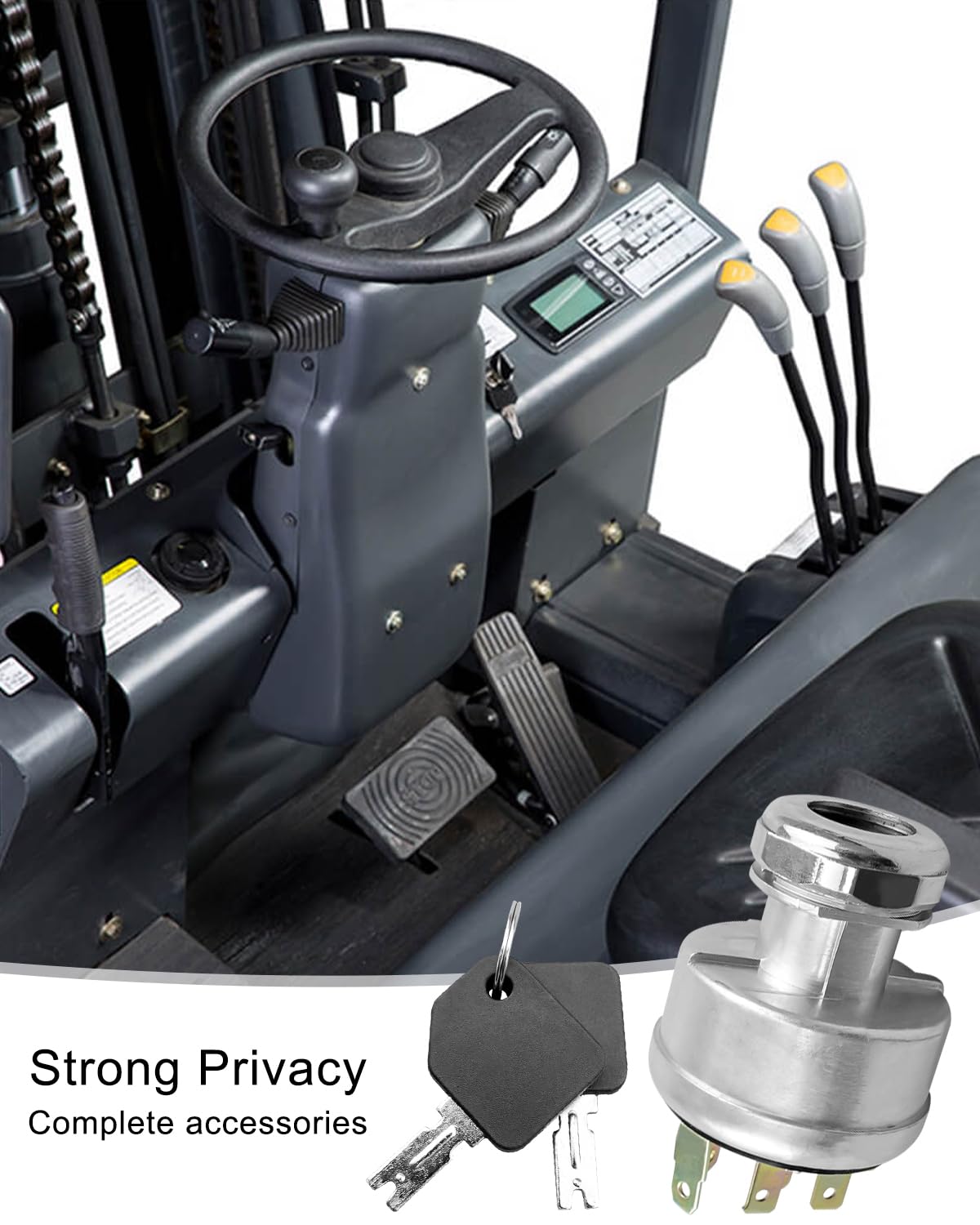 Ignition Starter Switch Replace 4292483 2782017 Compatible with POLLAK 31-297 Clark Forklifts, Starter Ignition Switch Assembly with 2 Keys