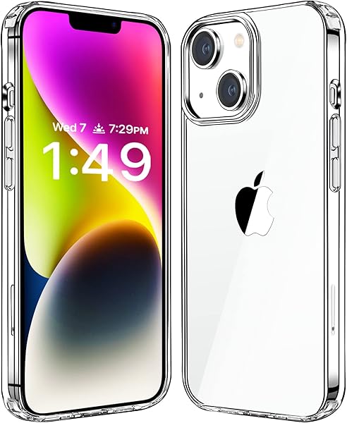 JJGoo Compatible with iPhone 14 Plus Case Clear, Non-Yellowing Shockproof Phone Case for Apple iPhone 14 Plus, Slim Anti-Scratch Hard PC Back Protective Cover Bumper 2022