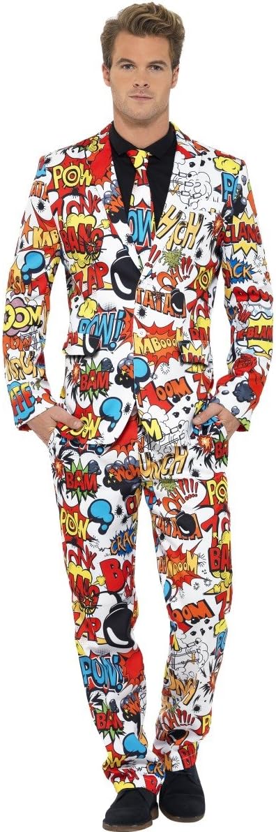 Smiffys Comic Strip Suit, Red/White, Medium, 43526M