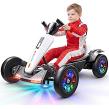 Hikole 12V Electric Go Kart for Kids Ages 3-6, White