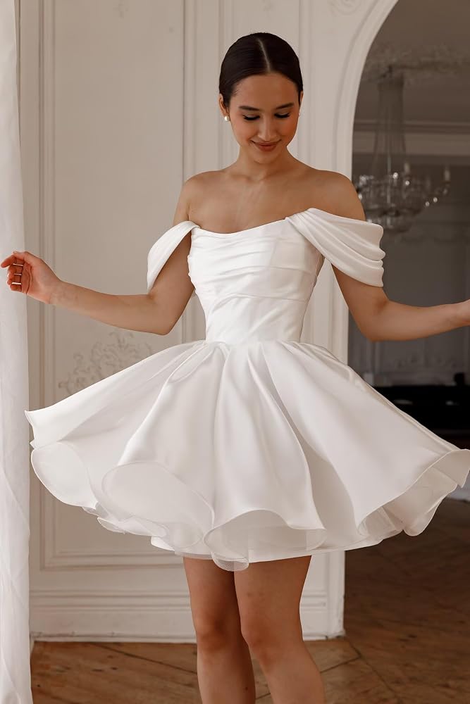 graduation white dresses 2019 Mini Dress Lace Graduation White Dresses 2019 V Neck Off The Shoulder Black  Satin Backless Homecoming