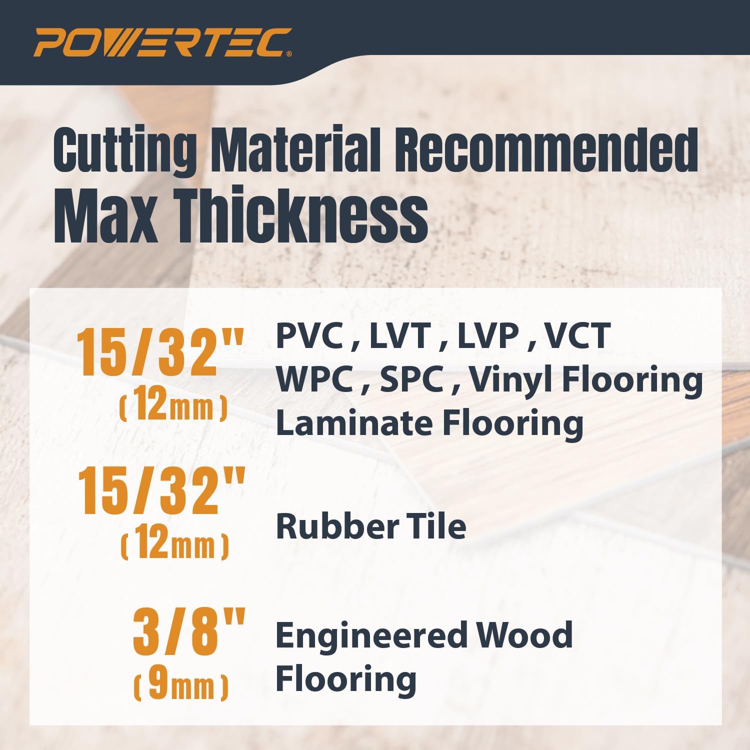 POWERTEC Replacement HSS Blade for 13” Laminate & Vinyl Cutter - 13-3/8" x 1-1/8" x 3/32" - Fits POWERTEC FC1300 Flooring Cutter, 1 PK (12003)