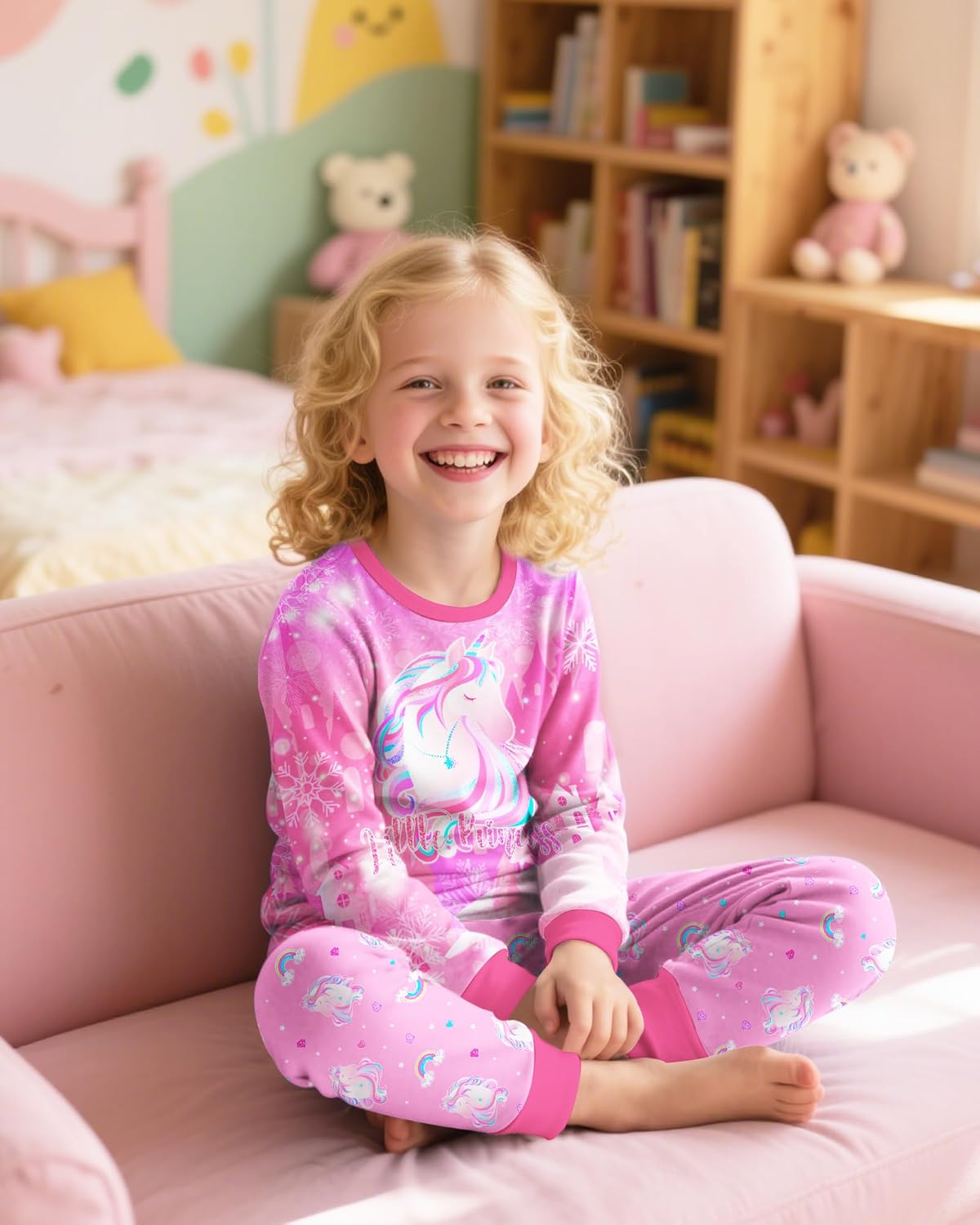 Girls Pajamas Toddler Kids Long Sleeve 2 Piece Pjs Set Unicorn Jammies Sleepwear 3T-10Y - Image 3