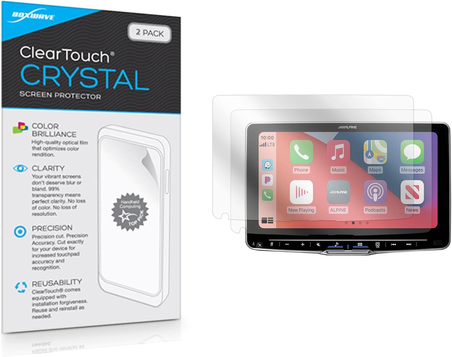 BoxWave Screen Protector Compatible with Alpine ILX-F509 - ClearTouch Anti-Glare (2-Pack), Anti-Fingerprint Matte Film Skin