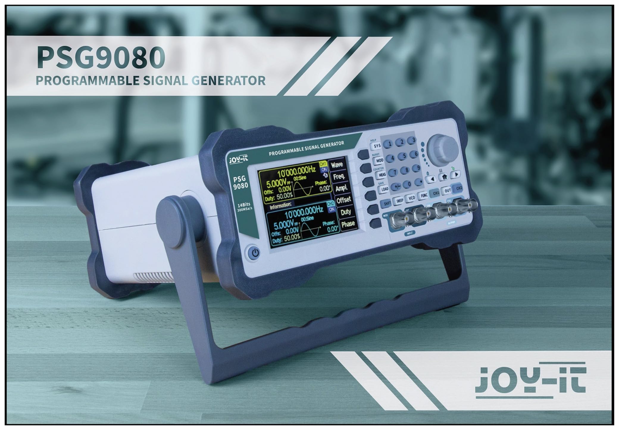 Joy-IT JT-PSG9080 Générateur de signal 1 nHz-80 MHz triangulaire 2 canaux Courbe de sonorisation, Puls, Rampe, Bruit, Rectangle