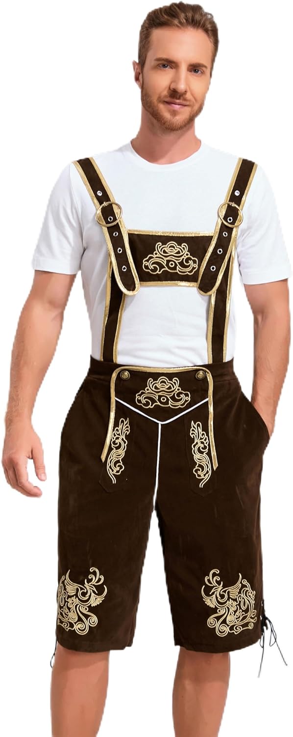Khanda Men's Bavarian Oktoberfest Lederhosen Costume for Adult Men