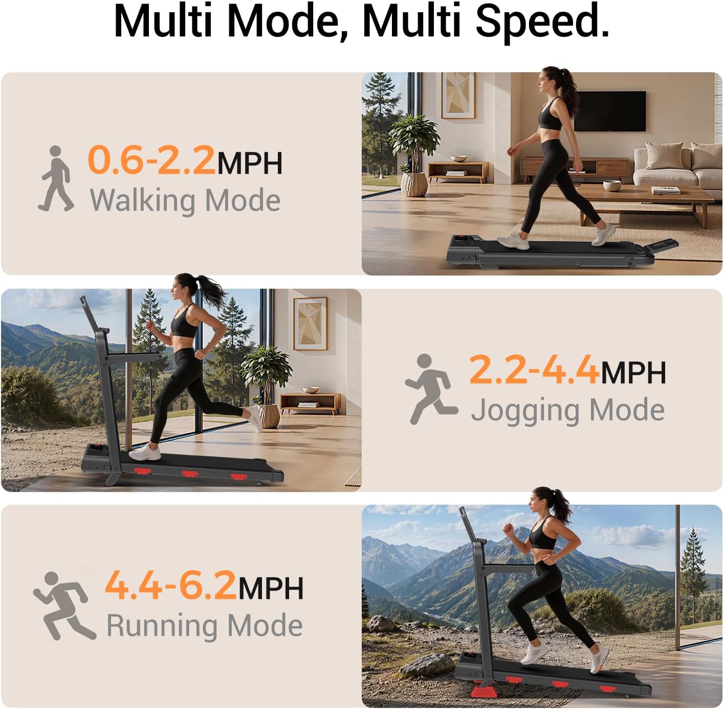  15% Incline Walking Pad Treadmill with Handles, Treadmills for Home thumbnail