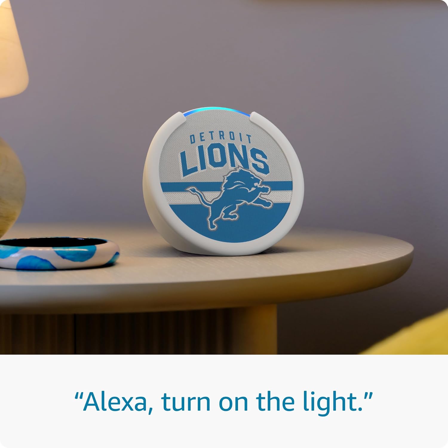 Amazon Echo Pop (newest model) | Officially Licensed NFL Limited-Edition | Detroit Lions ('25-26 Season Design)