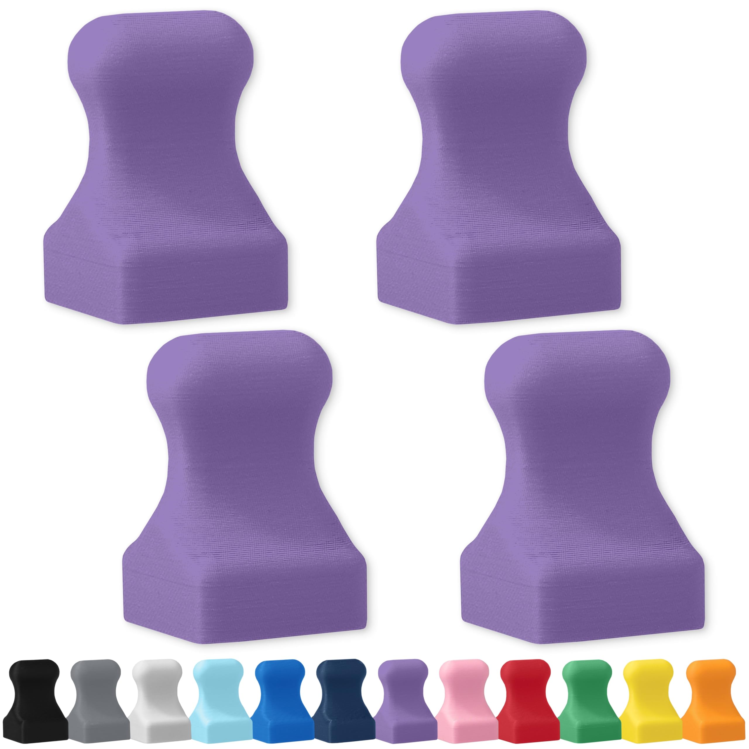 Glassboard Studio MiniPawn Magnet - Strong Neodymium Rare Earth Magnets for Fridge, Whiteboard, Locker & Magnetic Glassboards - Crafting & Office Use - Strong Fridge Magnets (Periwinkle Purple, 4)