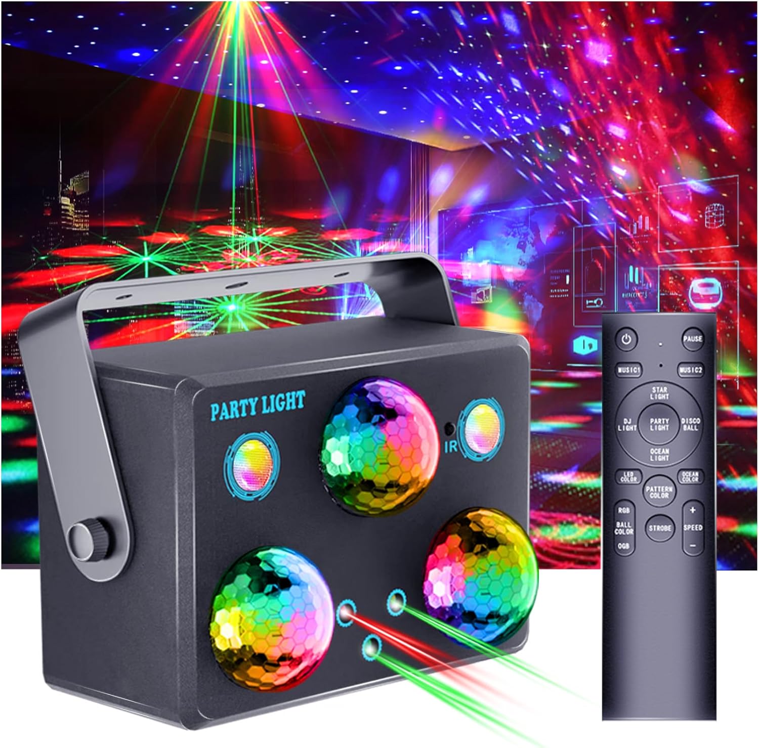 Party Lights Disco Ball Light Dj Disco Night Lights Stage Starry Sky Lights Party Decoration with Remote Control for Party Birthday Room Decoration Wedding Holiday