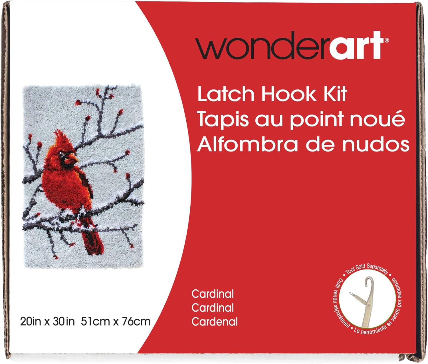 Wonderart Latch Hook Yarn, Classic Cardinal