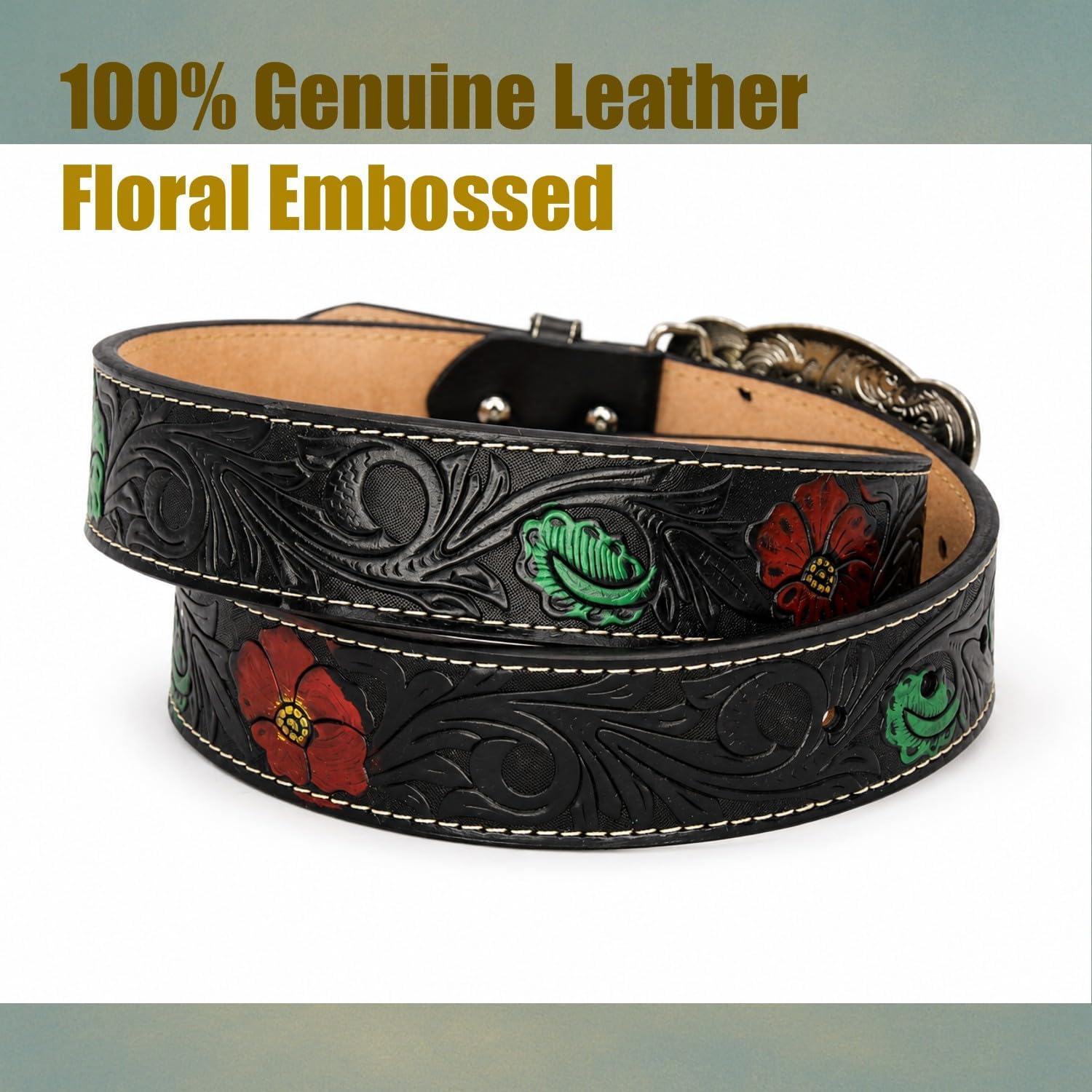 Western Belt for Women, Embossed Cowgirl Belt