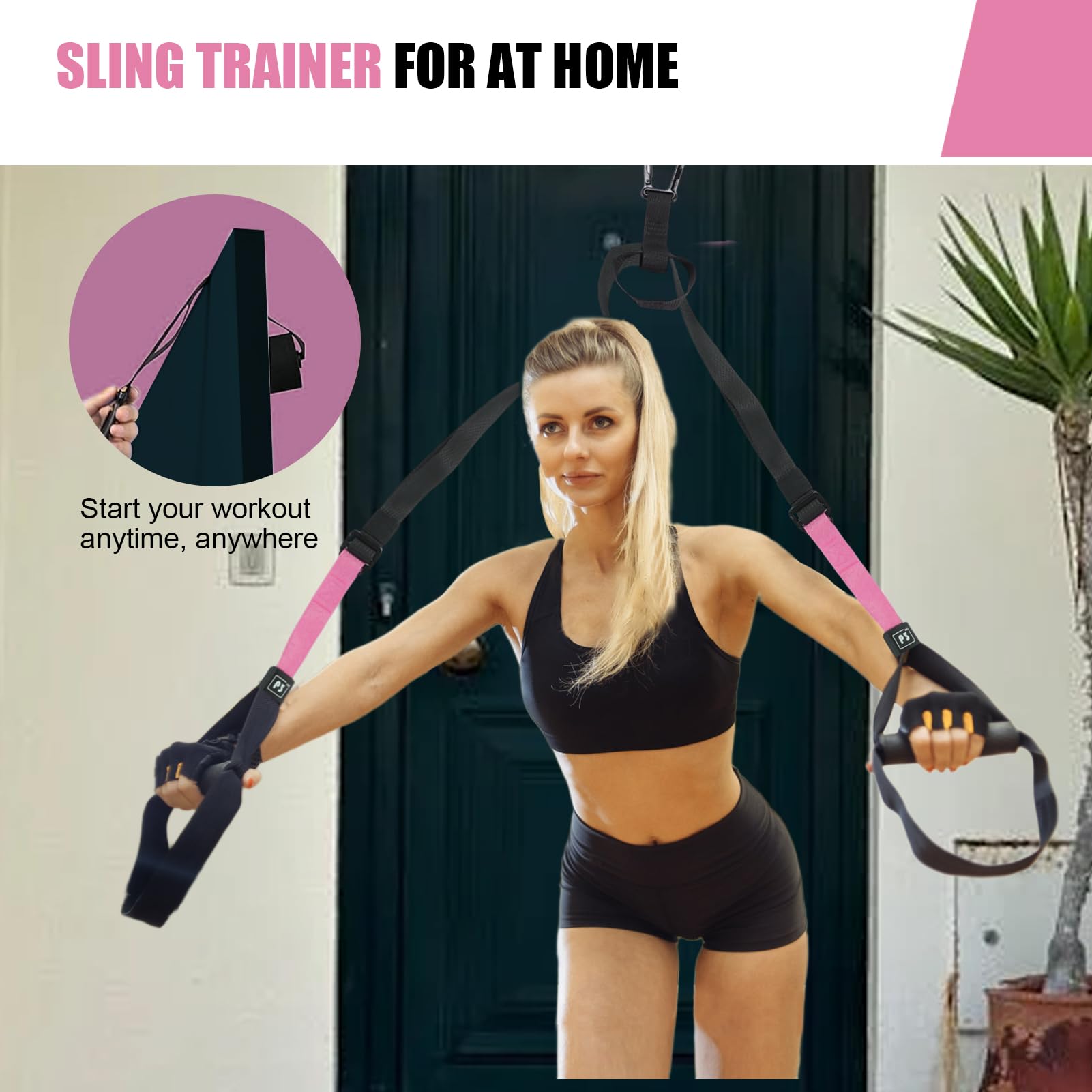 Entraîneur à boucles pour un entraînement complet du corps pour la gym à la maison - Le Sling Trainer est livré avec sa propre poche en filet pour le rangement et des instructions pour l'entraînement