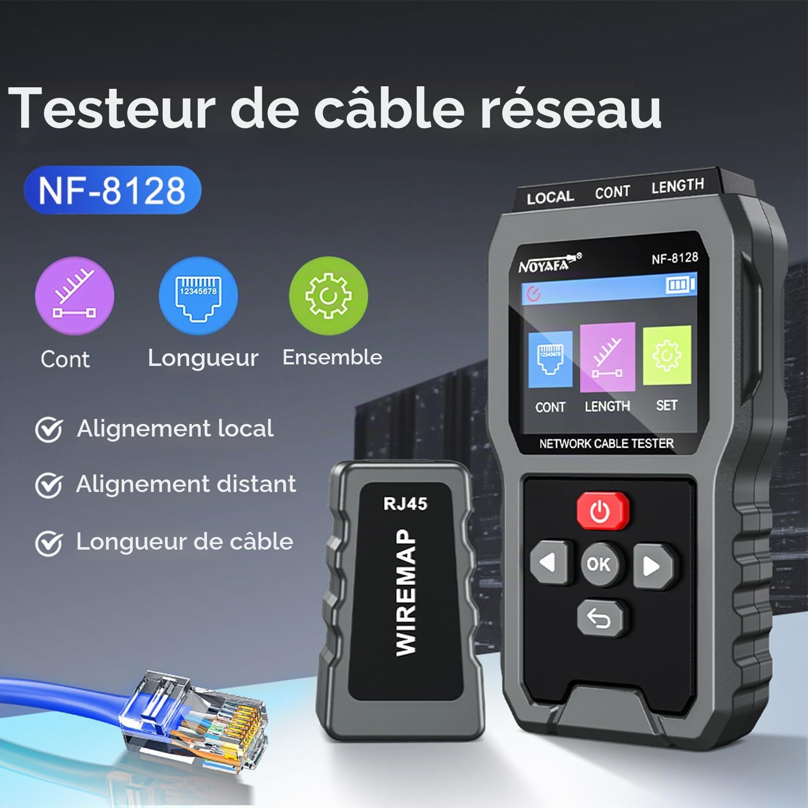 Testeur de câbles réseau, testeur de câbles Ethernet pour CAT5 et CAT6, traceur de câbles avec port RJ45