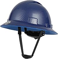 Vista 2 de Casco duro de ala completa HDPE, casco de seguridad de construcción con orificios ventilados, suspensión de trinquete ajustable de 6 puntos, cumple