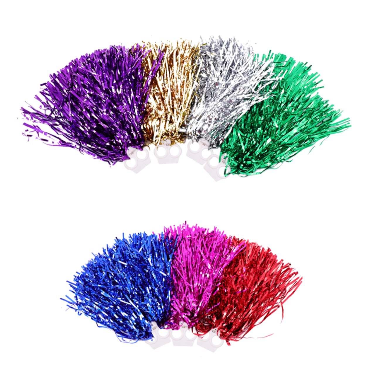 KICHOUSE 12Pcs Mixed Color Cheerleading Pom Poms Handheld Aerobics Props for School Sports Dance and Performance Lightweight Double Hole Design for Cheer Teams