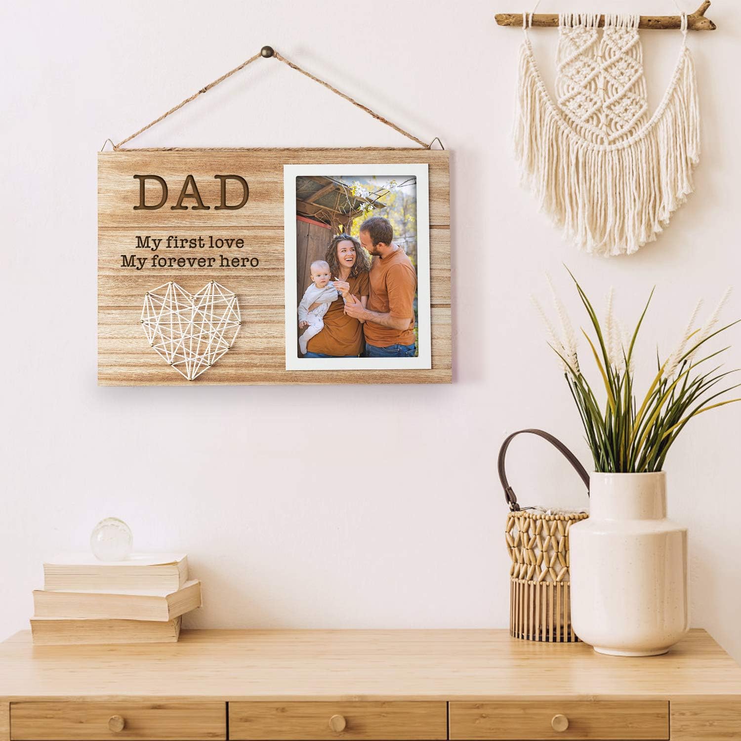 Personalized Wood Picture Frame Photo Fathers Day Personalized Gifts for Dad from Daughter Son Cute Engraved Wooden Frame Fits 4x6 Picture Plaque Keepsake to Daddy Gift Photo Holder - Image 6