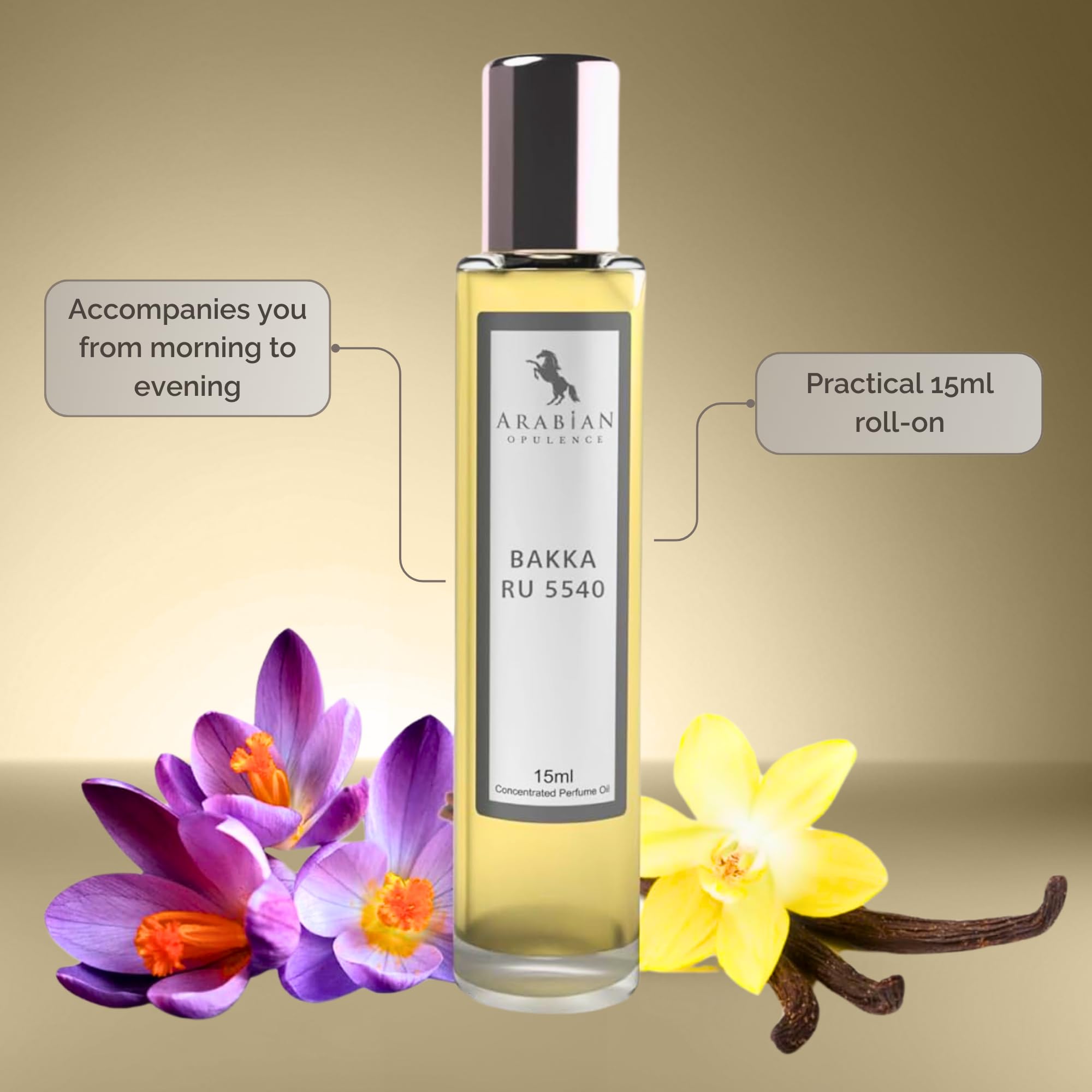 ARABIAN OPULENCE FR328 Bakka Ru 5540 Perfume para hombre y mujer | Aceite aromático Bakka Ru Roll-On Perfume | Perfume de larga duración para hombres y mujeres | Tamaño de viaje Perfume concentrado