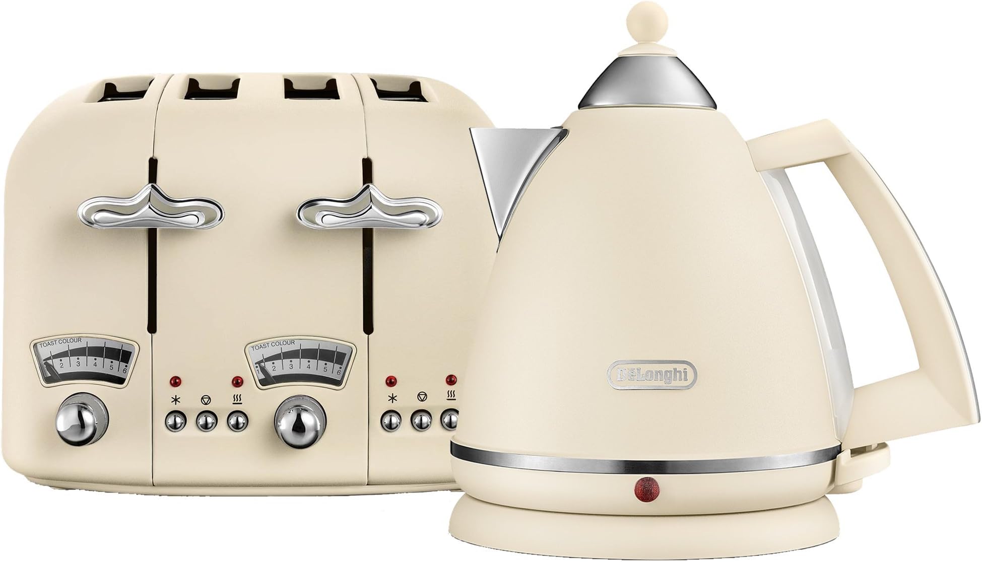 De'Longhi Argento Flora KBX3016 Kettle (3kW) and CTO4 4Slice Toaster