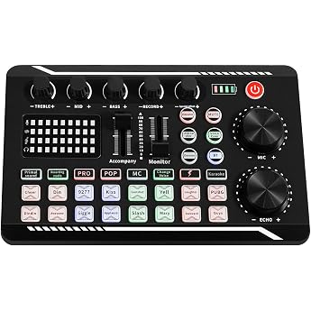 F998 Live Sound Card Audio Mixer Podcast Interface Soundkarte und Audio-Interface DJ-Mixer-Effekten Sprach-Wechsler Bluetooth Stereo f r Karaoke Tiktok YouTube Streaming Record Gaming