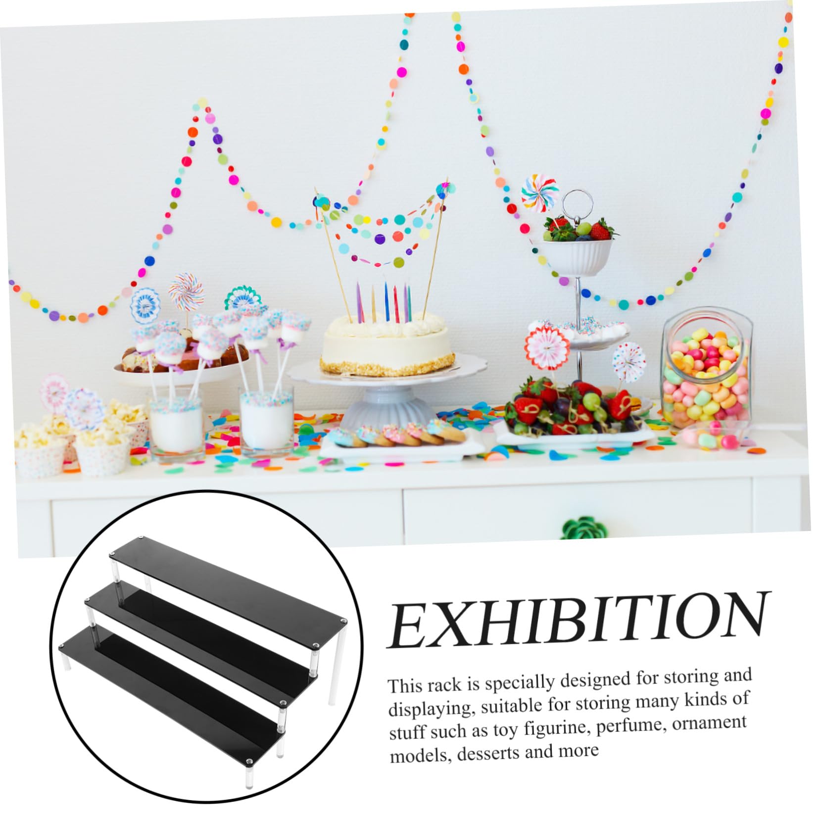 Acryl Display Regal Organizer für Figuren Handwerk Desserts Robustes Wiederverwendbares Ausstellungspodest Vielseitig für Sammlungen und Partydekorationen Geeignet