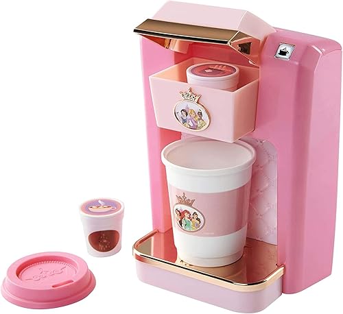 Disney Princess Style Collection Play - Cafetera gourmet, juego de 4 piezas, rosa, 7.5 pulgadas de largo x 4.75 pulgadas de ancho x 9 pulgadas de
