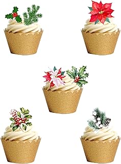 28 Christmas Xmas Flowers Plants Poinsettia Themed Edible Wafer paper Cake Toppers Decorations