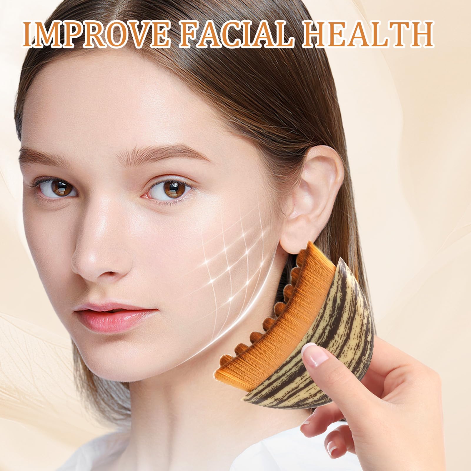 Cepillo Facial de Contorno Linfático Masaje Facial Seco Cerdas Suaves Ergonómico con Caja