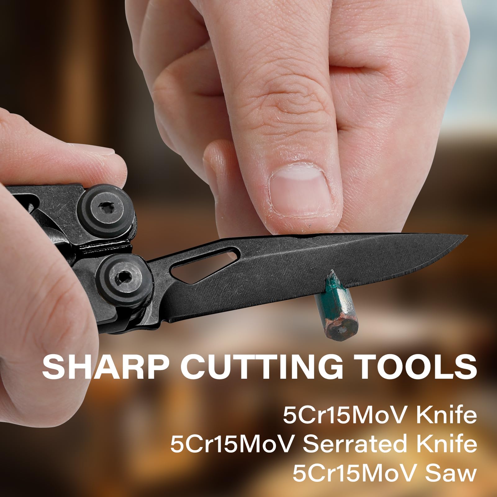 21-in-1 Hochleistungs-Multitool-Zange mit Sicherheitsverriegelung, Federschere, Nylonscheide, Premium-EDC-Kit aus Edelstahl, für Arbeit, Zuhause, Auto, Heimwerker und Outdoor-Aufgaben, Schwarz