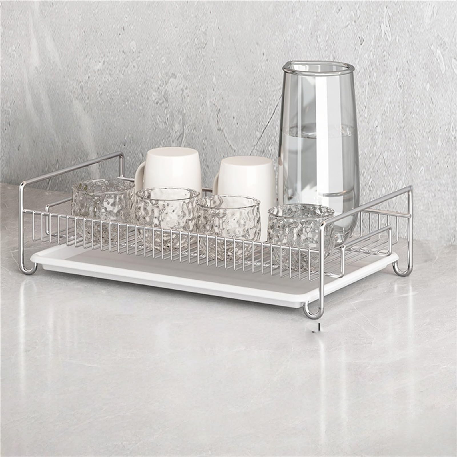Eiauiuo Removable Grid Cup Drip Tray Kitchen Dish Drainer Rack Countertop Storage Sink Tidy Cup Drying Tray Dish Drainer Rack With Drip Tray For Cups Anti Moisture Design