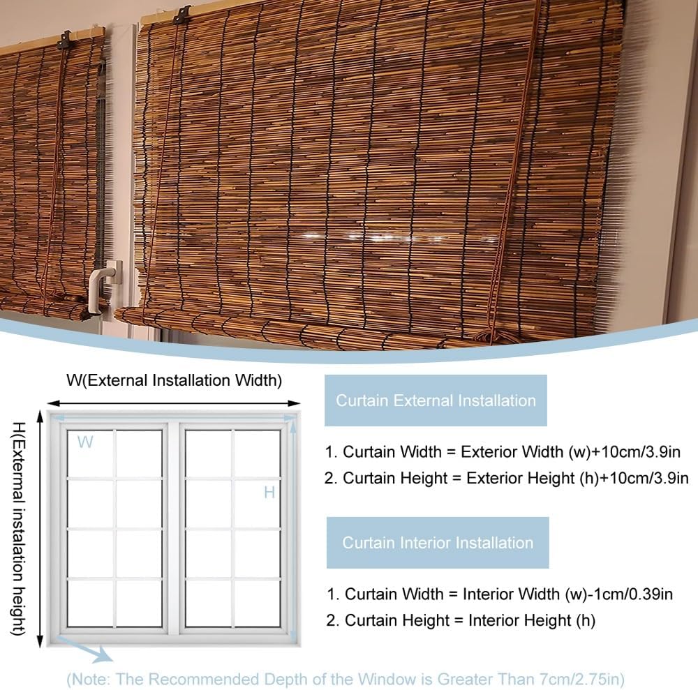 竹すだれ 天然 遮光 遮熱 竹簾 屋外 半透明 日よけ 目隠し 風通し 竹カーテン 竹製ローラーブラインド レストラン/バルコニー/