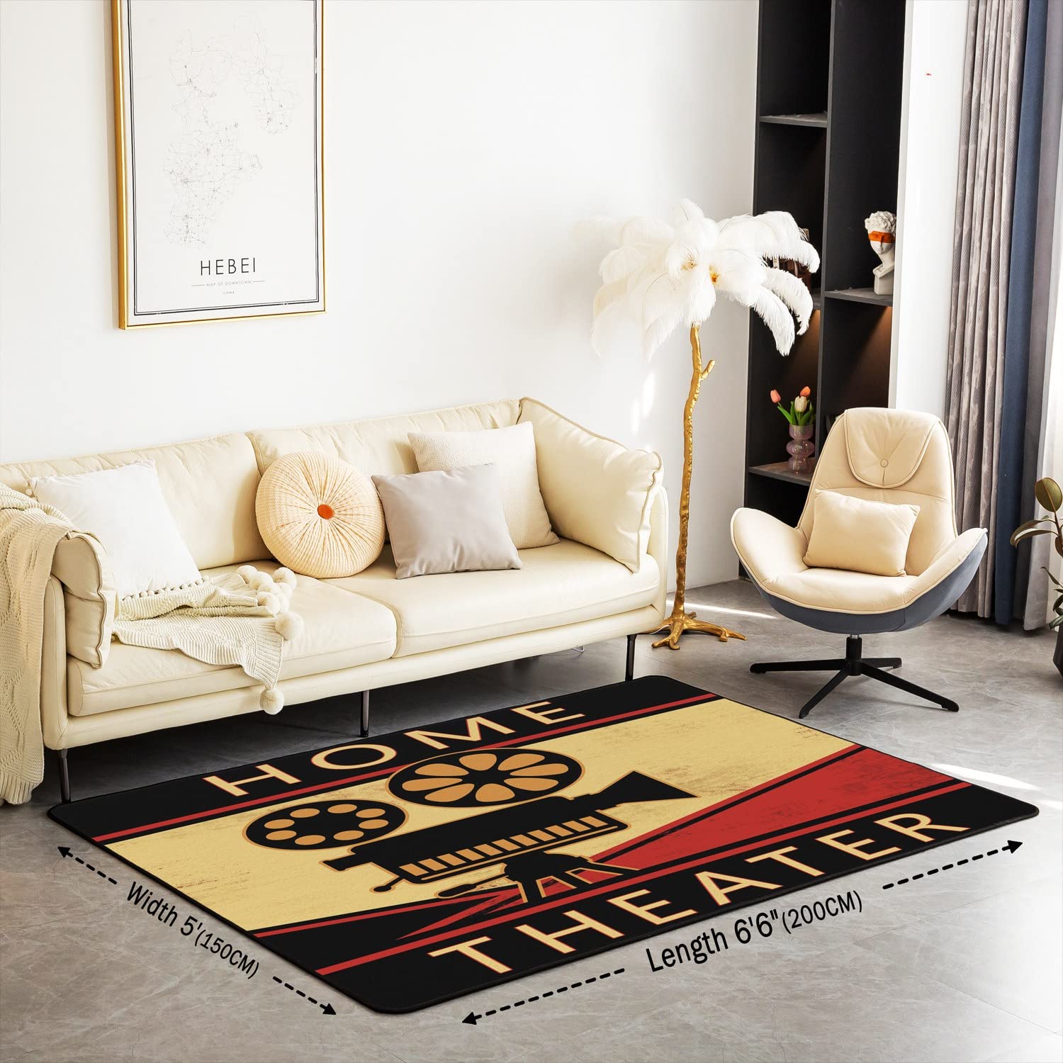 Loussiesd Domowy dywan dekoracyjny do kina, plakat kinowy mata podłogowa do kreskówki kino Vidicon dywany do salonu antypoślizgowe staromodne wystrój domu dywanik 100 x 150 cm