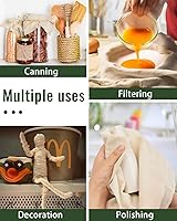 Vista 6 de Estopilla para colar grado 100, 12 piezas de estopilla reutilizable con dobladillo de 20 x 20 pulgadas, 100% algodón sin blanquear para colar