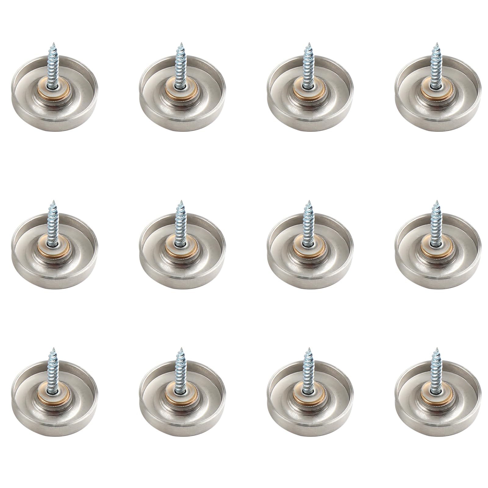 12PCS Mirror Screws Cap Sliver,Stainless Steel Screw Cover Cap 30MM,Mirror Nails with Decorative Caps For Bath Plates,Tables,Wardrobes,Furniture
