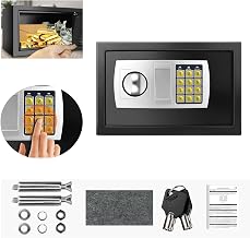 Caja fuerte digital para el hogar, caja fuerte personal con código PIN y compartimento para llaves, caja fuerte de 1,7 cm, perno antipinchazos, para casa, oficina, hotel, 8,5 L, color negro