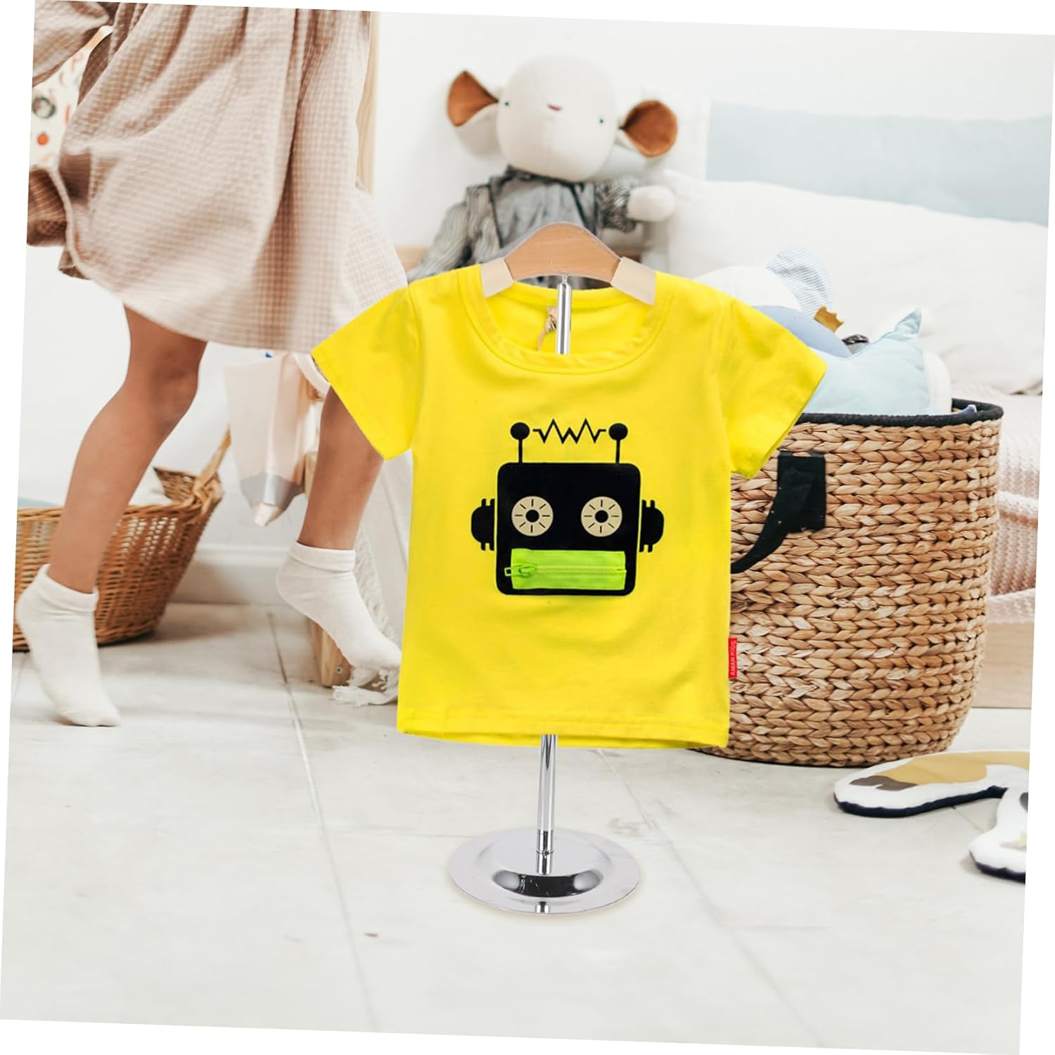 Zerodeko Shaped Boy Girl's Clothing Display Rack Stand for Showcasing Dresses and Garments Sturdy Stainless Steel Base Retail Events and Home Use