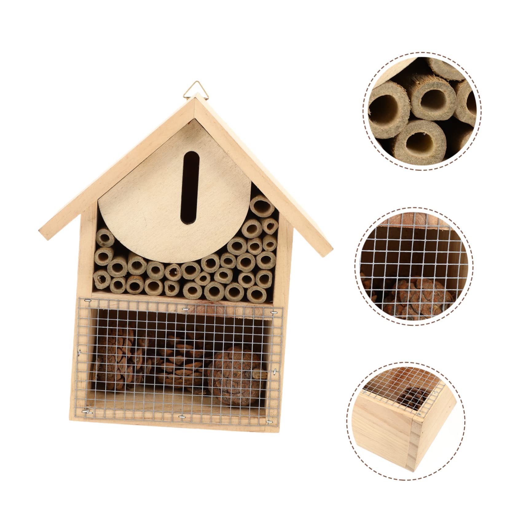 Kisangel Bienenhaus zum Aufhängen Dekoratives Bienenhotel mit Haken Schutz für Wildbienen Geeignet für Garten