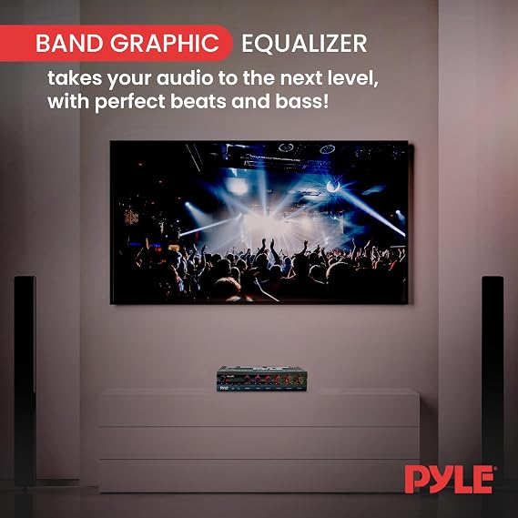 Pyle Parametric Equalizer with Subwoofer - 5 Volt RMS Pre-Amp Output with Subwoofer Gain Control, and 2 Input Sources Selectable, Red & Green Light Illumination Selector