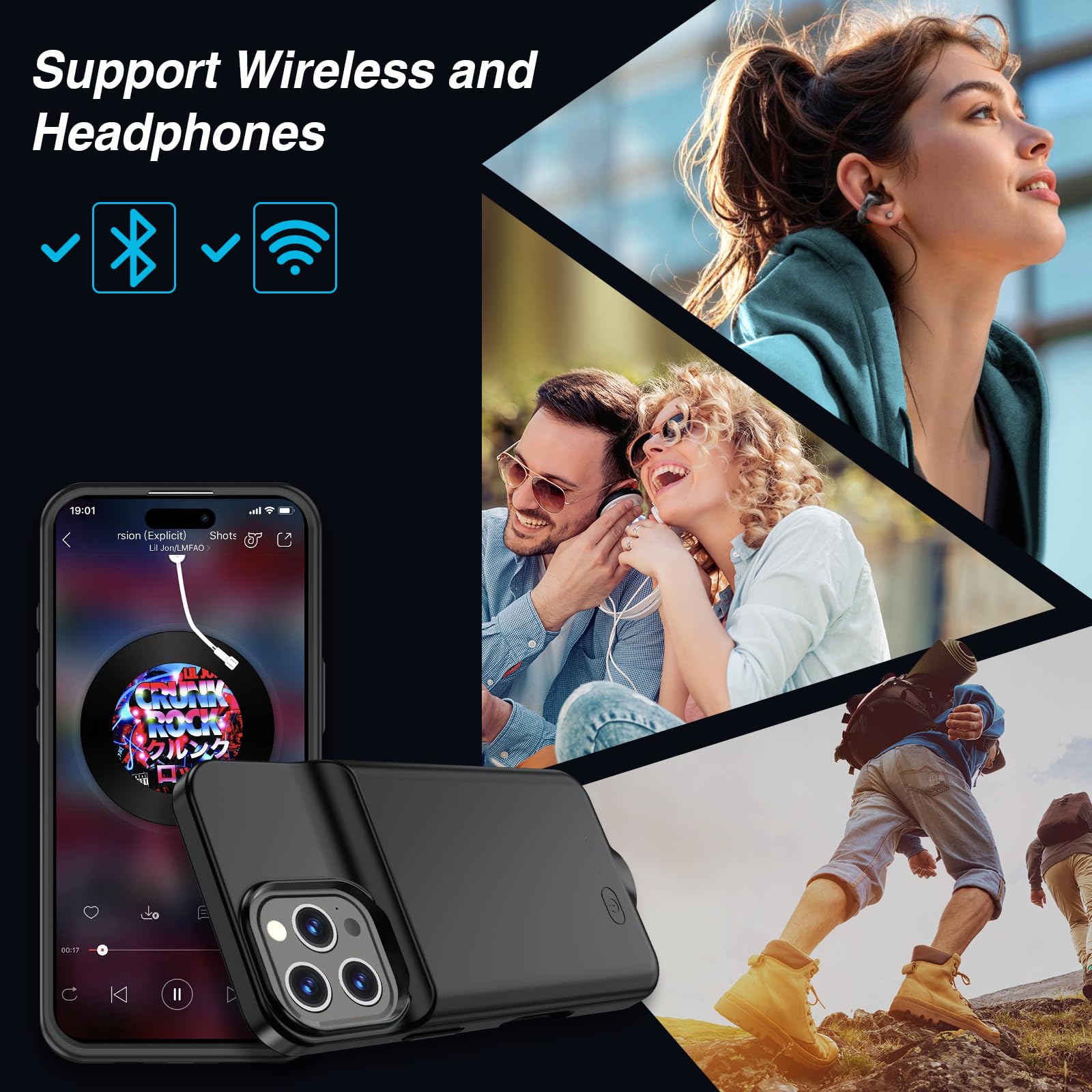 Funda de batería para iPhone 16 Pro, 15 W, carga rápida, 8500 mAh, ultradelgada, ligera, potente, recargable, anticaídas, caja de carga para iPhone 16 Pro (6.3 pulgadas), color negro