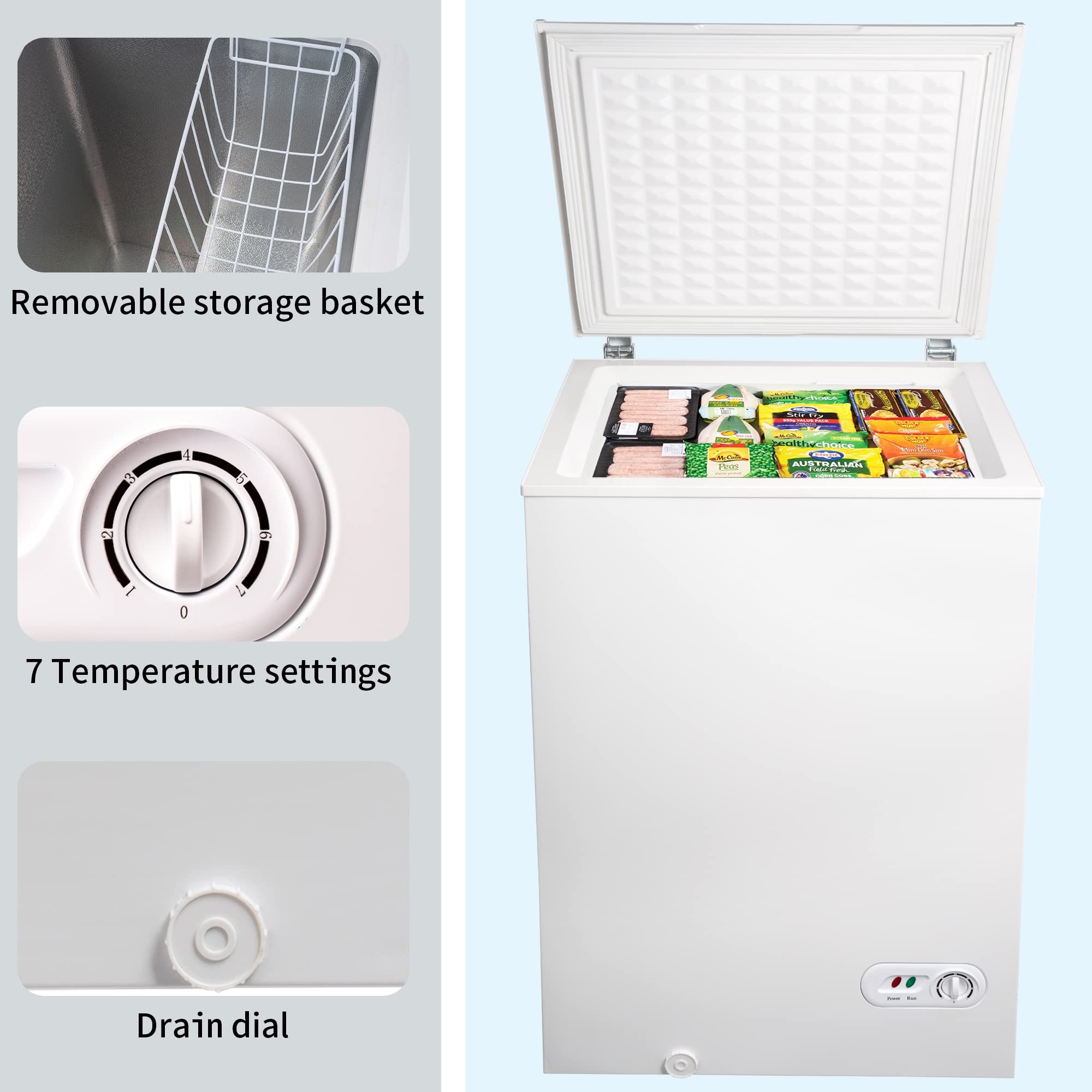Mnssrn Upright Freezer, 3.5 Cu.Ft. With Top Door, Removable Storage Basket, 7-Speed Temperature Control, Energy Saving, Suitable For Office Dorms Or Apartments on Fridge.com - View 2