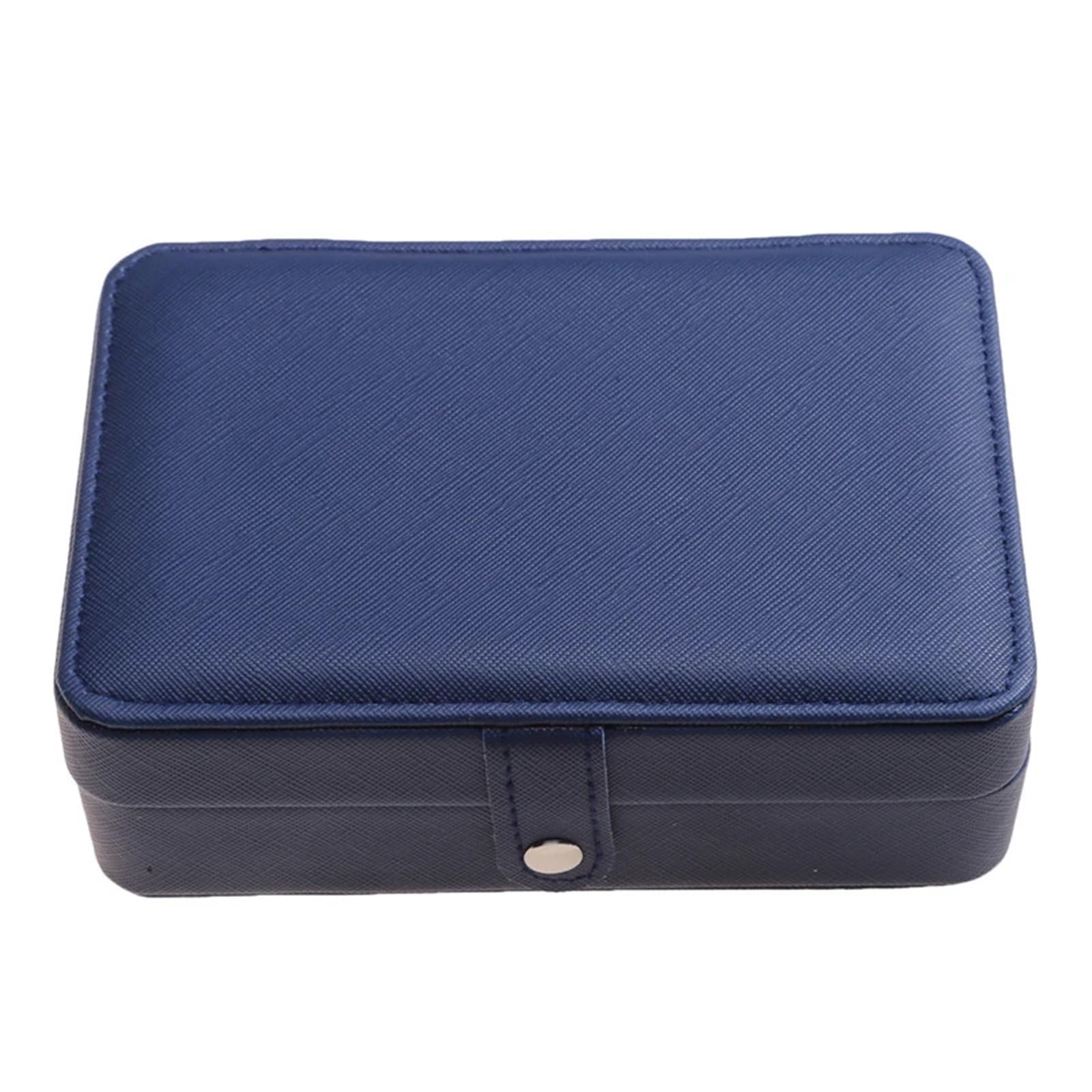 ESTDKMNOS Portable Jewellery Case， Jewelry Box Double-Layer Portable Zipper PU Storage Necklace Earrings Ring Multicolor(Blue)